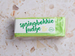 Load image into Gallery viewer, Bar of fudge with 'springbokkie fudge' label on a textured surface
