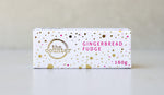 Load image into Gallery viewer, Gold foiled white box filled with gingerbread fudge.

