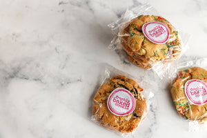 Salted dark chocolate cookies with birthday cake cookies