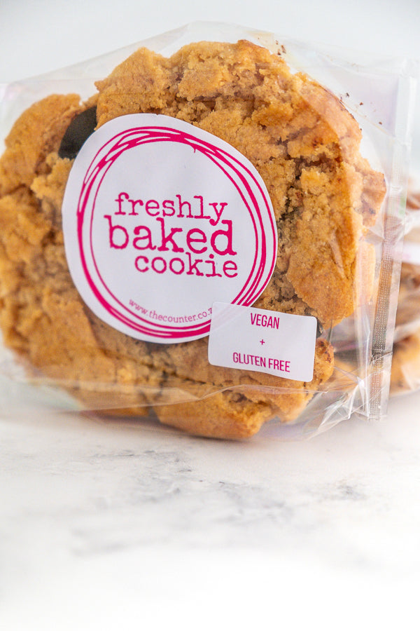 Vegan cookie in branded packaging