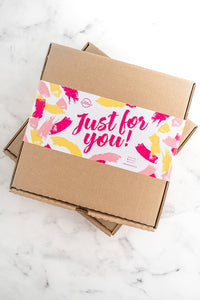 Cookie gift box with a 'Just for You' sticker