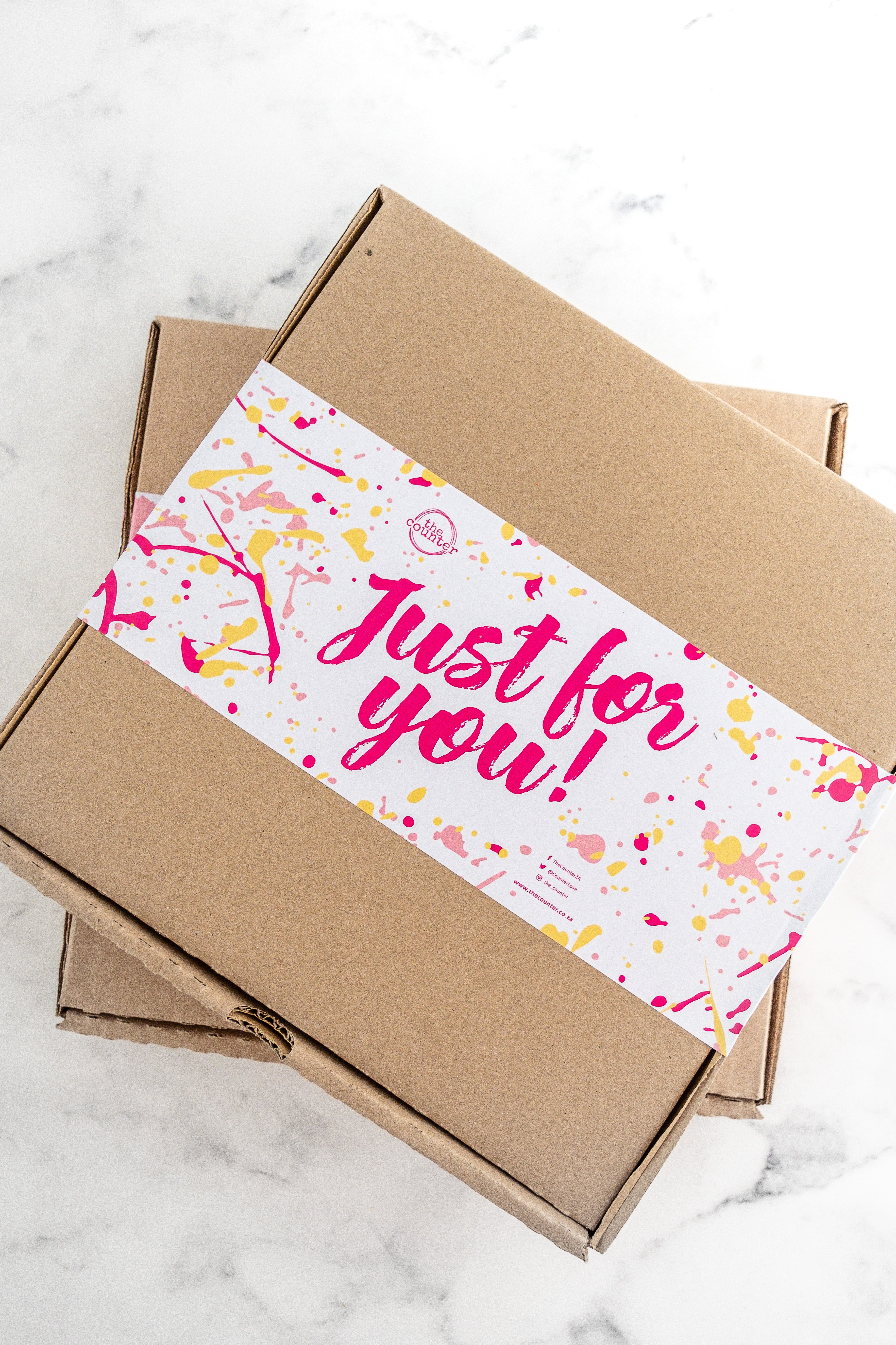 Cookie gift box with 'Just for You' sticker